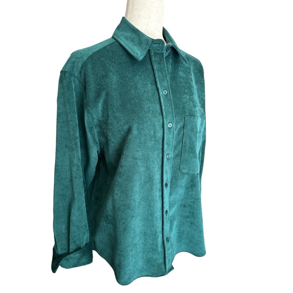 Zara Green Fine Wale Corduroy Shirt Size M - Picture 3 of 8